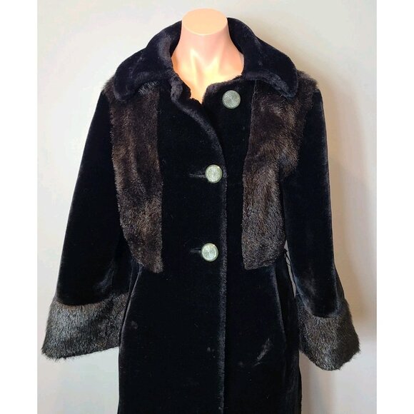 VINTAGE Coat Womens Black Genuine Fur Penney Lane 60s Size Medium - Picture 11 of 14